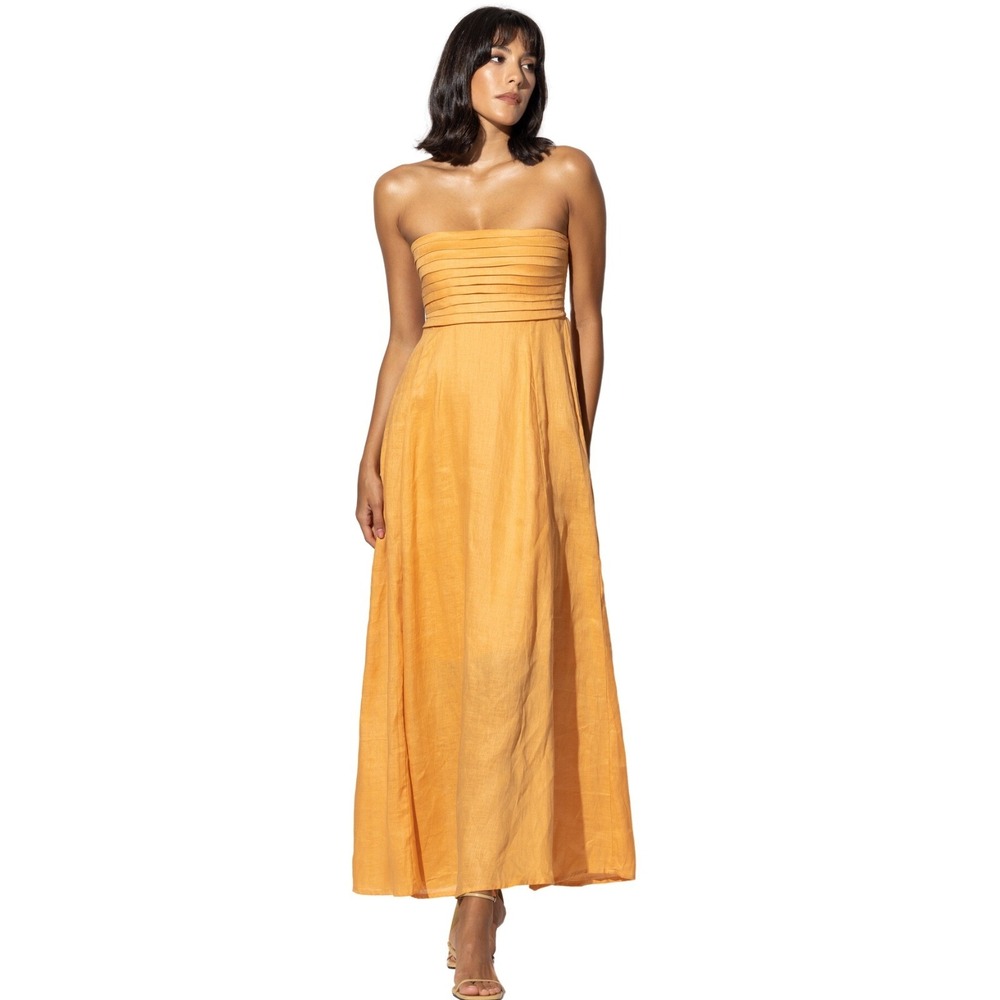 Strapless Maxi Dress in Mustard Yellow